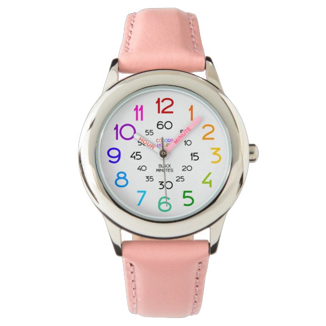 Montre Veille Sport rose pour les filles étiquetées Mains (devant)