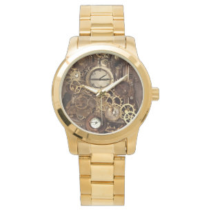 Montre Veille Steampunk Gears Gold Mens Art Watch
