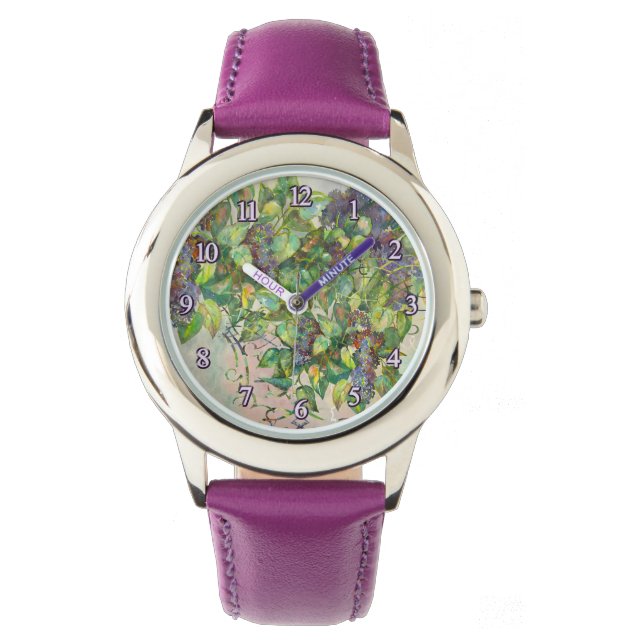 Montre Veille sur les fleurs lilas (devant)
