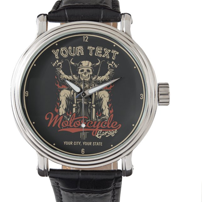 Montre Vélo personnalisé Skeleton Motorcycle Shop Garage (Créateur téléchargé)