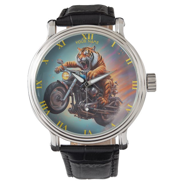Montre Vélo Tigre Imaginaire Mignonne équitation (devant)