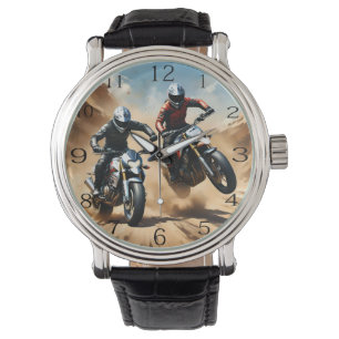 Montre Vélos Dirt Moto Courant Dans Le Désert,
