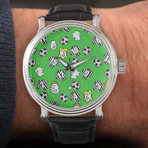 Montre Ventilateur de football - Chemises rayées noir et 
