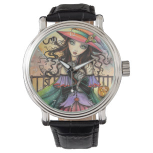 Montre Vents de la Fantaisie d'Halloween Sorcière Chat Ar