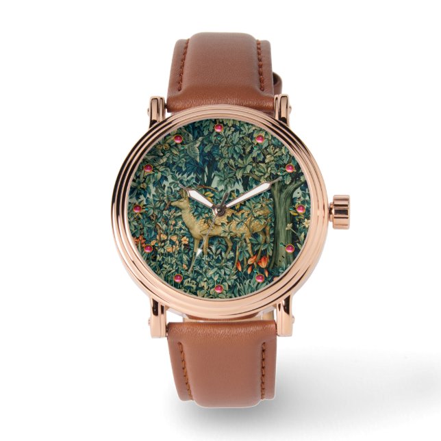 Montre VERDURE, ANIMAUX FORESTIERS, DOES, OISEAUX Floral (Recto)