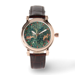 Montre VERDURE, Hares d'ANIMAUX FORESTIERS, Renard, Flora