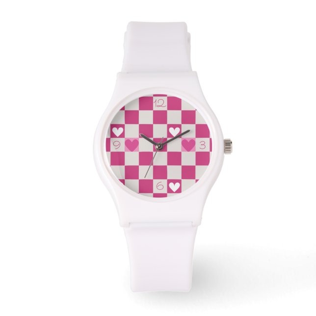 Montre Vérificateurs et coeurs roses (Recto)