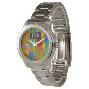 Montre Verre moulé - Flammes Abstraites colorées - sur me