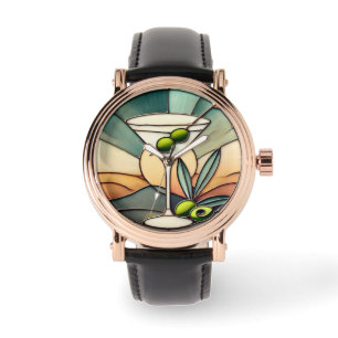Montre Verre teinté du milieu du siècle 2 Martini olive