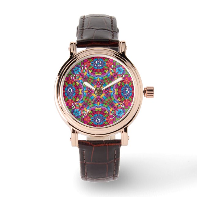 Montre Verre Vintage pourpre Kaleidoscope (Recto)