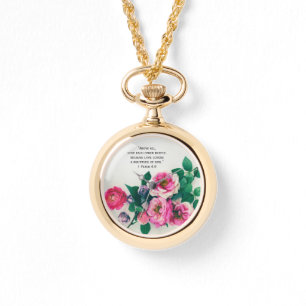 Montre Vers rose sauvage rose de bible d'amour de bouquet