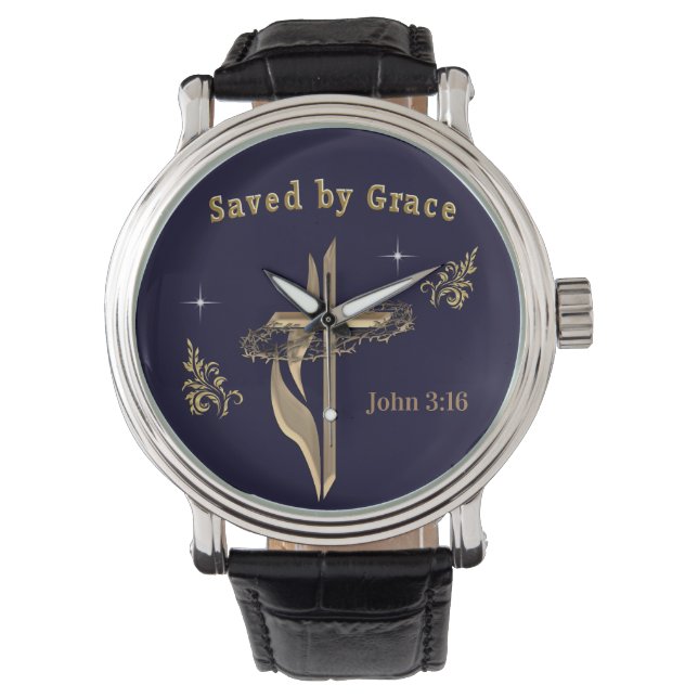 Montre Verset biblique sauvé par Grace (devant)