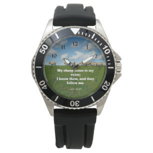 Montre verset de la Bible, Jean 10:27, mouton,