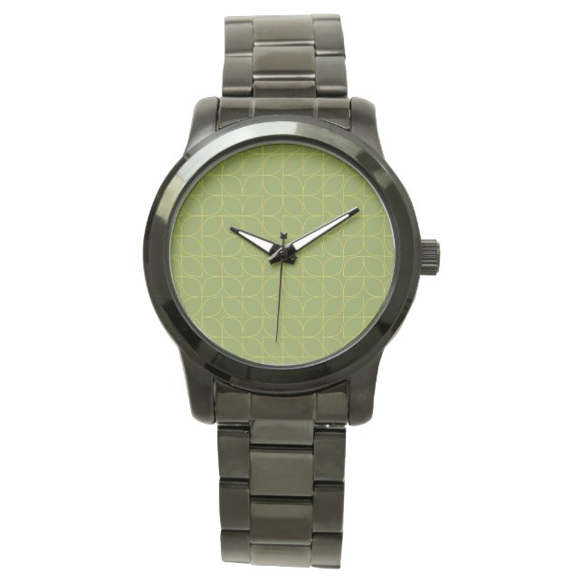 Montre Vert, cool, tendance, abstraction foliaire ludique (devant)