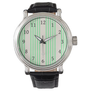 Montre Vert et beige cinq rayures motif