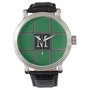 Montre Vert foncé et gris personnalisé unique première tr