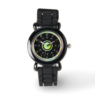 Montre verte noire en argent