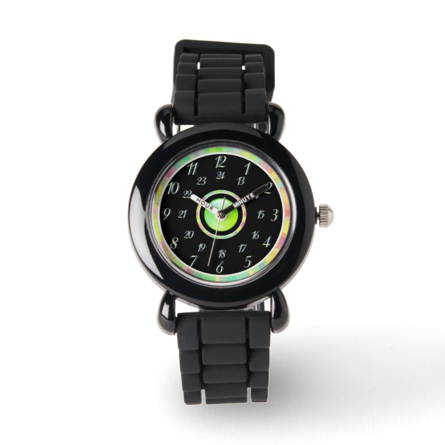 Montre verte noire en argent (Recto)