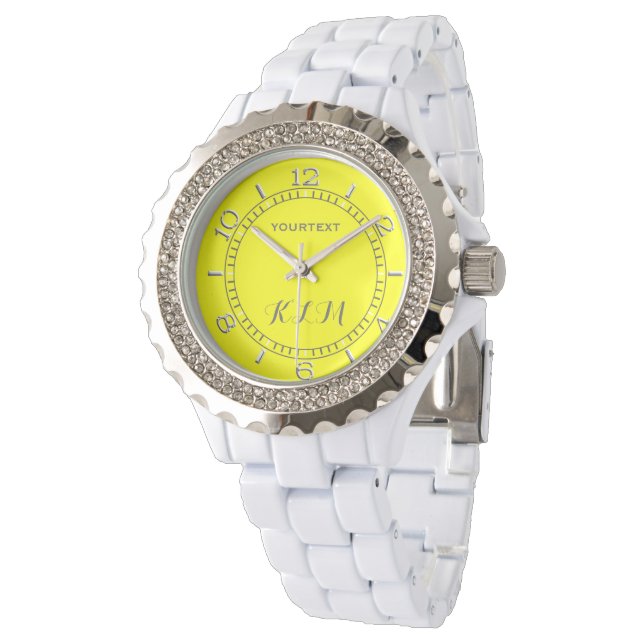 Montre Vibrant Jaune Fluo Délice Prêt Monogramme (Incliné)