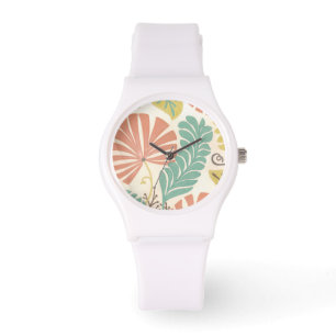 Montre Vignes et feuille floraux en pastel sur l'arrière