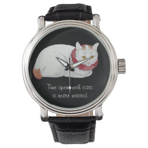 Montre Vintage Blanc Japonais Cat Art Citation