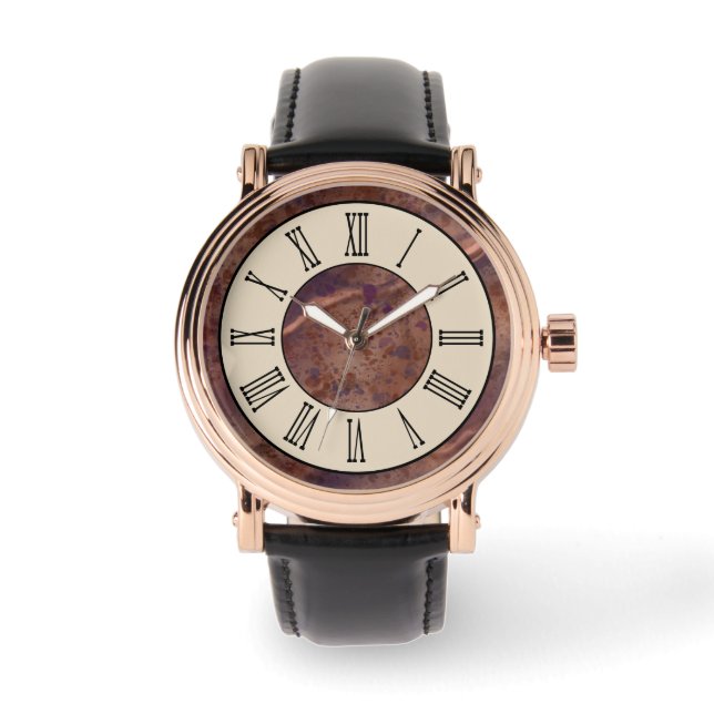 Montre Vintage Brown Motif en marbre (Recto)