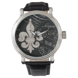 Montre vintage de fleur de lis