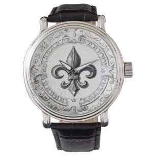 Montre vintage de fleur de lis de Français