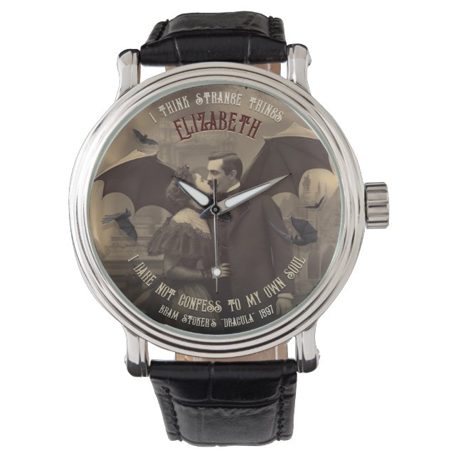 Montre Vintage Dracula Vampire victorien Kiss gothique (devant)