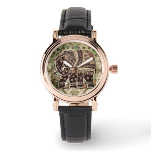 Montre Vintage Elephant Batik Antique Style, Femmes regar