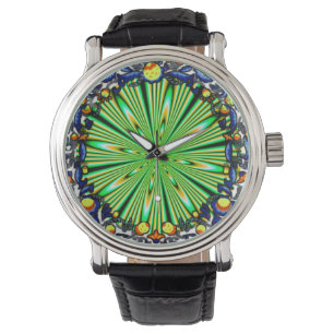 Montre Vintage en cuir noir pour hommes - Colorfu