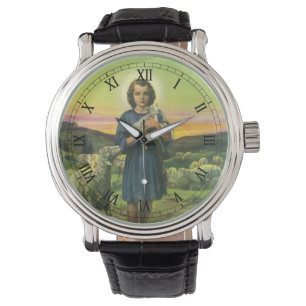Montre Vintage Jésus Christ berger avec agneau de bébé
