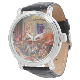 Montre Vintage Noël, Santa Claus avec Elves Atelier