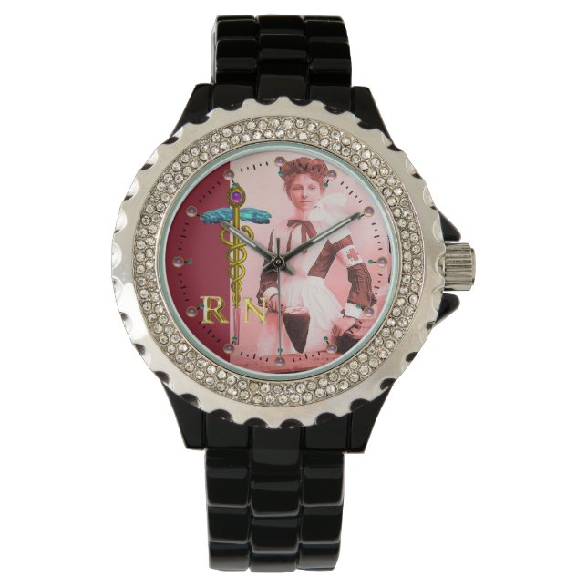 Montre VINTAGE NURSE et Gold Caduceus (devant)
