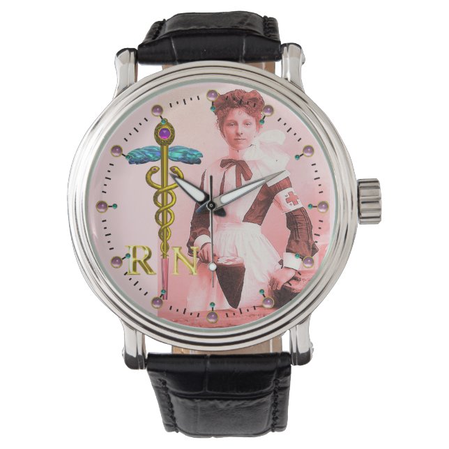 Montre VINTAGE NURSE et Gold Caduceus (devant)