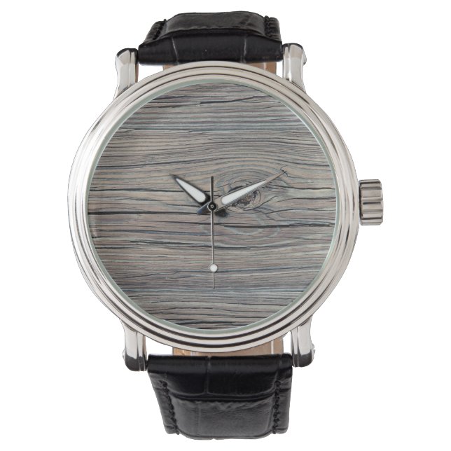 Montre Vintage Patiné Bois Arrière - plan Vieux Bois (devant)