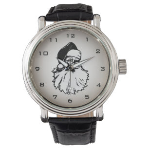 Montre Vintage Père Noël Noël Hommes en cuir noir