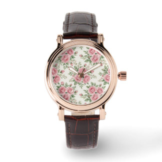 Montre Vintage Pink Watercolor Roses Floral Seamless
