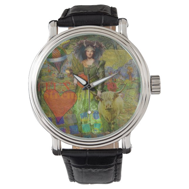 Montre Vintage Taurus Classique Femme Portrait Art gothiq (devant)