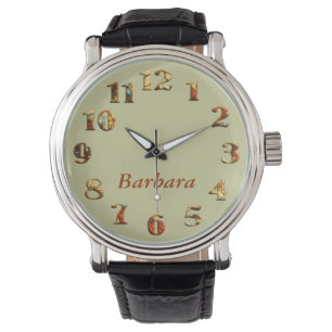 Montre Vintage textile floral grand nombre avec nom