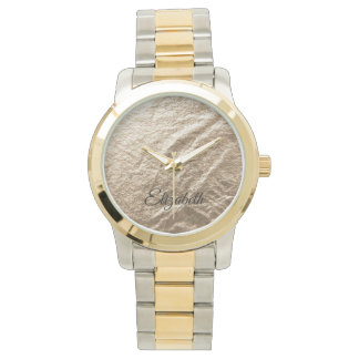 Montre Vintage typographie or effondré motif papier