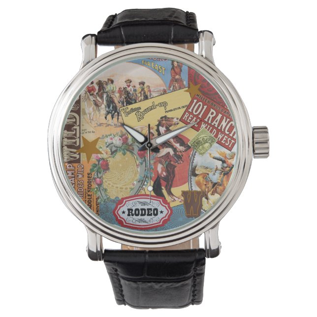 montre vintage western cowgirl collage (devant)