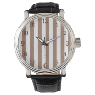 Montre Vintages bandes verticales Mocha Mousse Blanc