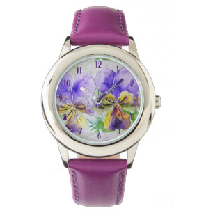 Montre Viola Aquarelle Peinture d'art violet Fleur Floral