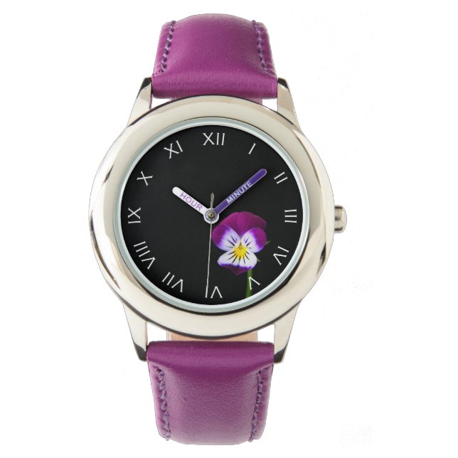 Montre Violet Fleur Blanc Romain Numéros wacna (devant)