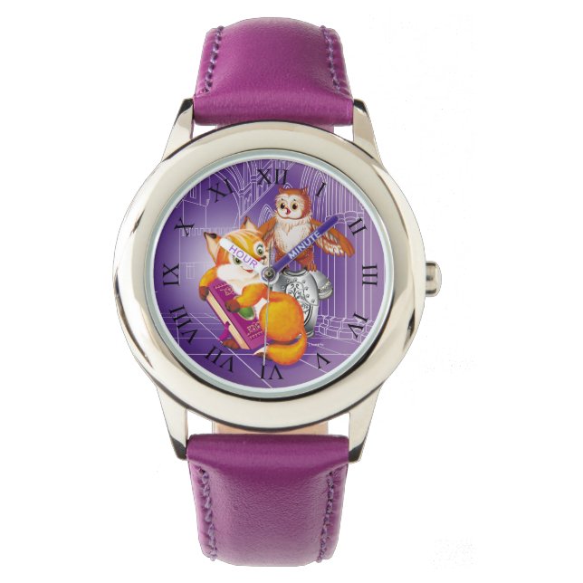 Montre violet renard et hibou (devant)