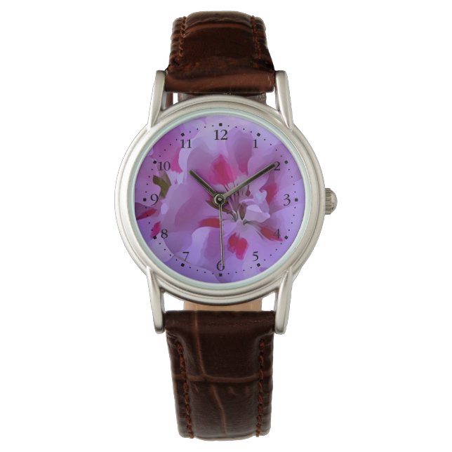 Montre Violet rose Abstrait Hibiscus Fleur (devant)