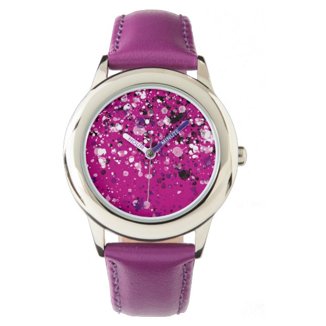 Montre violette amusante aux couleurs (devant)