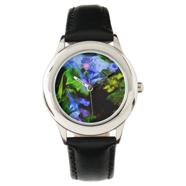Montre Virginia Bluebell Fleur sauvage impressionniste (devant)