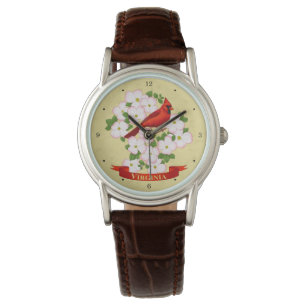 Montre Virginie State Cardinal Bird and Dogwood Flower
